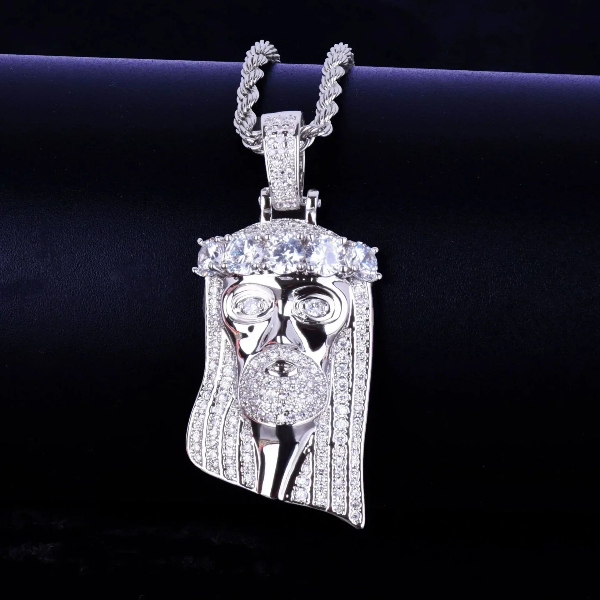 Men's Small Face Pendant Necklace | Premium Copper CZ Micro Jewelry - CaratixJewelry